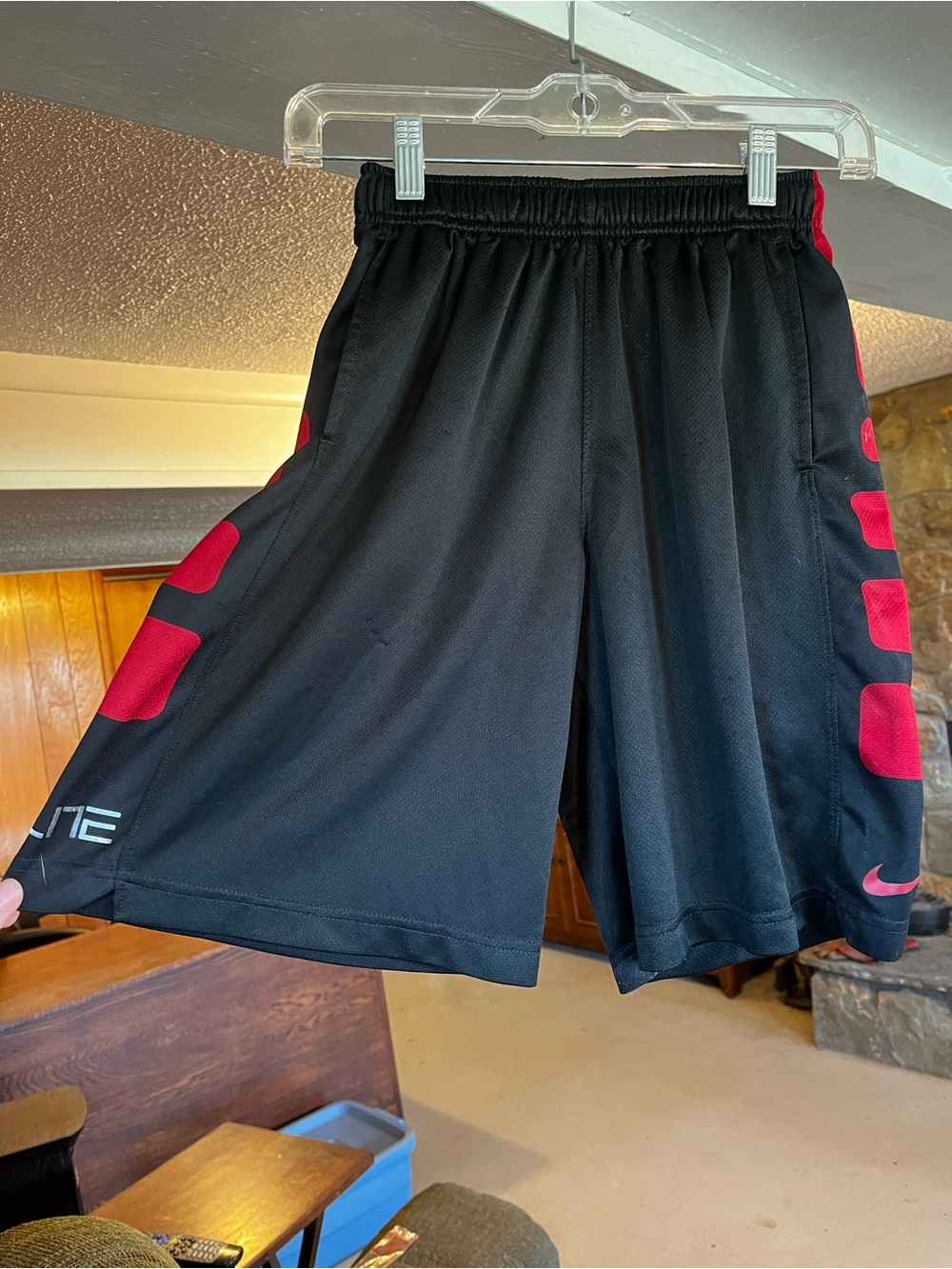 Nike Men’s Black Athletic Shorts with Red Side Panels